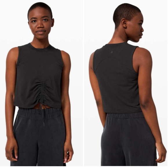 Lululemon Cinch Me Up Front Tank Top in Black Size 8 W1CKCS - Picture 1 of 8